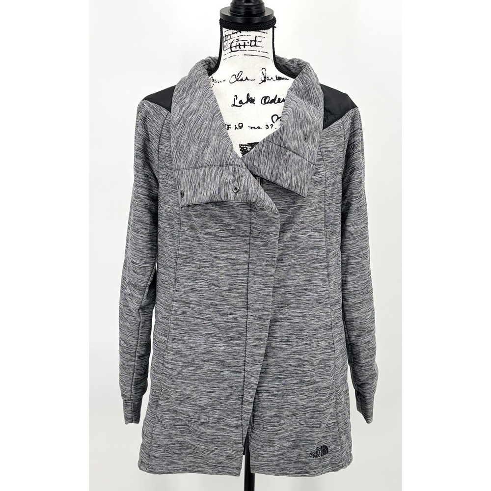 The North Face Pseudio Long Cowlneck‎ Coat Size Small Grey Heather Insulated Zip